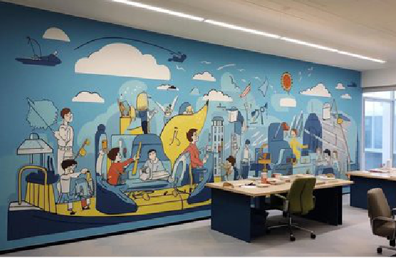 宁陵办公室墙绘的特点。